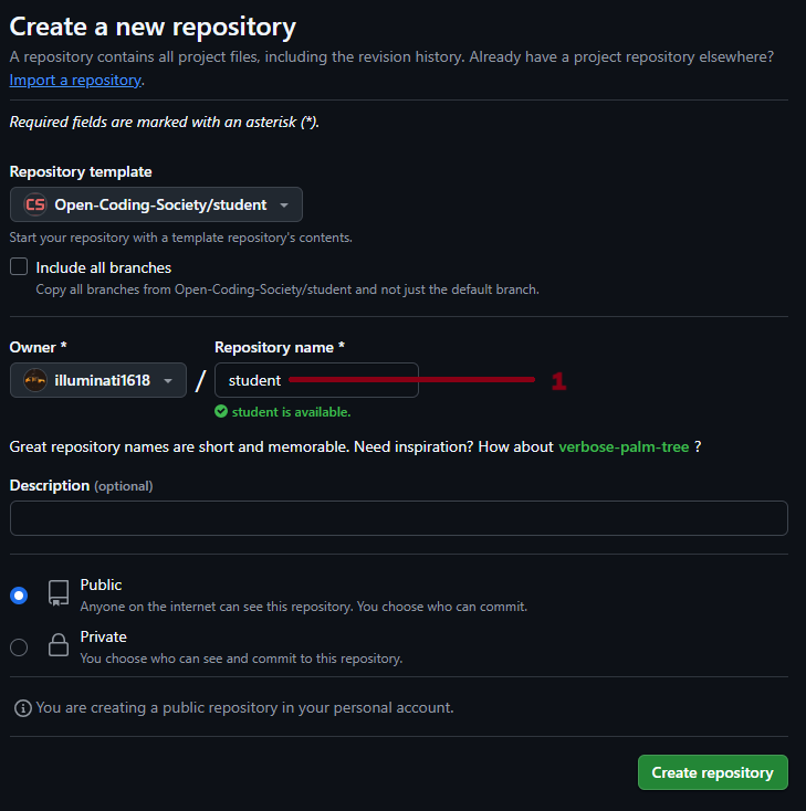 New Repo Page